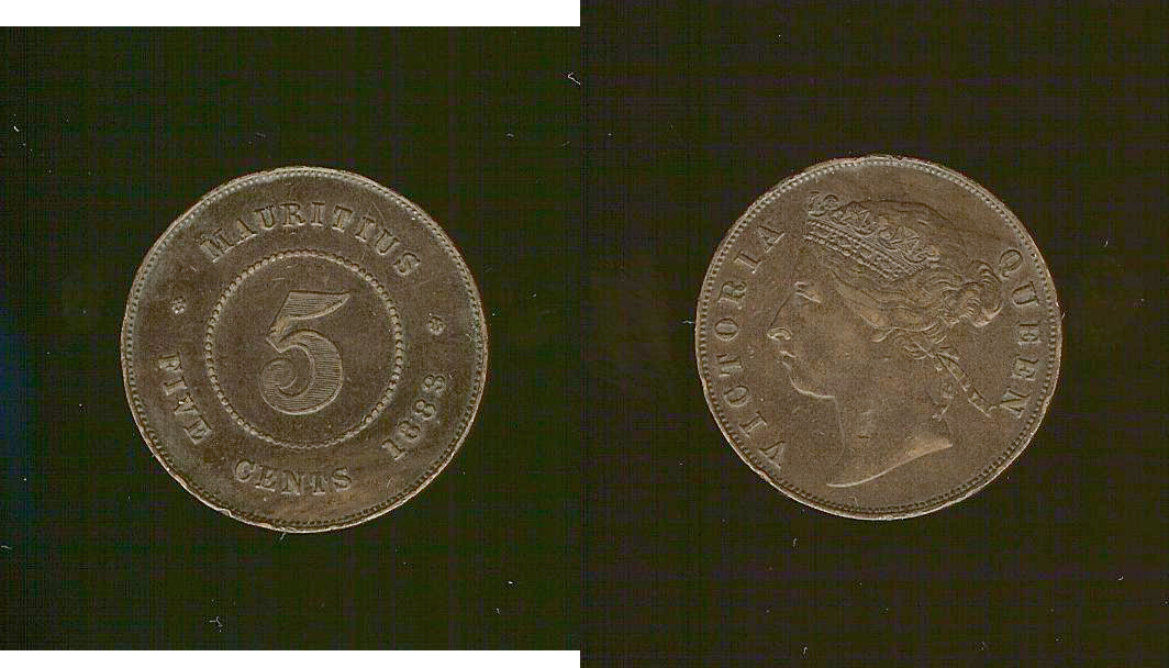 Mauritius 5 cents 1883 aEF